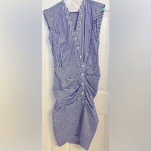 VERONICA BEARD Striped Ruched Shirtdress  Sz 4